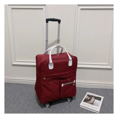 (red, M) Short Distance Travel Bag Large Capacity Luggage Bag Boarding Light Business Trip Lugga