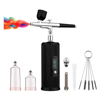 (black) Portable Airbrush Kit With Compressor Handheld Cordless Air Brush Pen With Lcd Screen Du