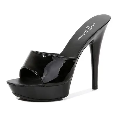 (black, 41) Women Shoes Sandals Outside Slippers High Heels 13cm Sexy High Platform Stiletto Lad