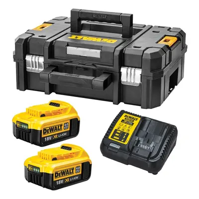 Dewalt XR Power Source Kit 2x DCB182 4.0ah 18v Batteries + DCB115 Charger +Tstak