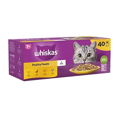 Whiskas 7+ Poultry Selection in Jelly 40x85g Pouches, Senior Cat Food