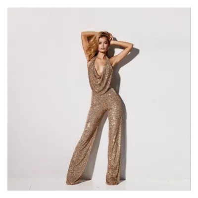 (champagne, M) Women&apos;s Sexy Backless Sequin Jumpsuit Slim Fitting Sleeveless Jumpsuit