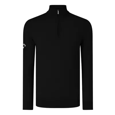 (L, Black Onyx) Callaway Mens Ribbed Zip Merino Sweater