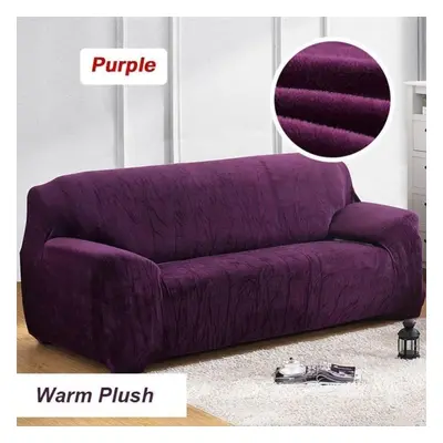 (purple, three seat(195-230cm)) 2 4 Seater Soft Stretch Chair Sofa Covers Couch Cover Elastic Sl