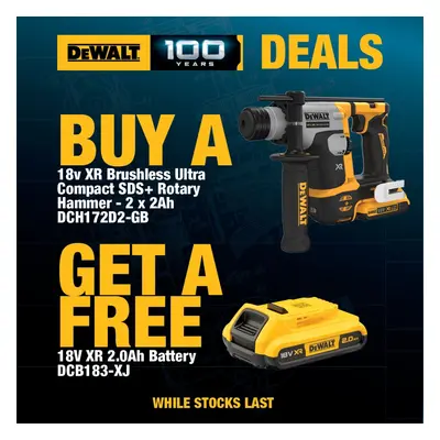 Dewalt DCH172D2 18v Ultra Compact Brushless SDS Hammer Drill X 2.0ah + Tstak