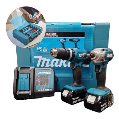 Makita 18v DLX2336S Twin Kit - DHP453 Hammer Drill + DTD156 Impact Driver 2x 3ah