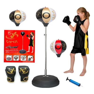 Viper Kids/Junior/Children Free Standing Punch Boxing Bag Set Toy 4FT with Free Gloves White/Gol