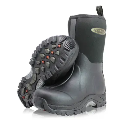 (UK EU44, Black) Dirt Boot Pro Sport Neoprene Insulated Mid-Cut Short Wellington Boots Rain Well