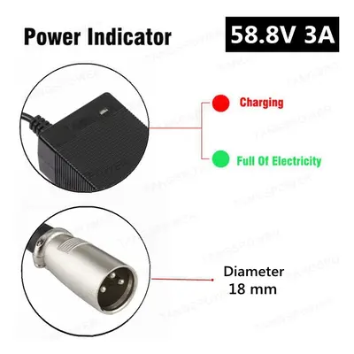 (3-Pin XLR, UK) 58.8V 3A electric bike Charger For 14S 52V lithium Battery e-bike Charger High q