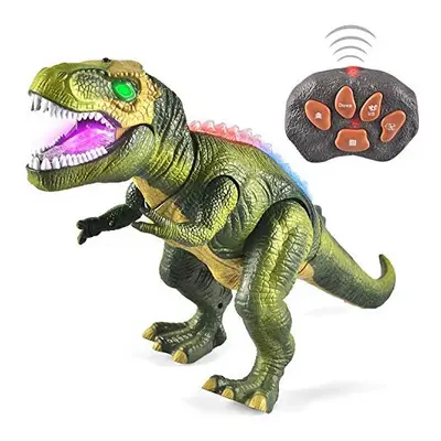 JOYIN LED Light Up Remote Control Dinosaur Walking and Roaring Realistic T-Rex Dinosaur Toys wit