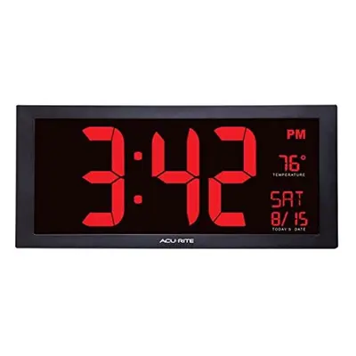 Chaney Instruments 75100MA1 AcuRite Oversized LED Digital Clock with Indoor Temperature, in.