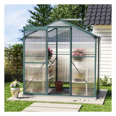 (4x6ft no Base) Greenhouse Aluminium Polycarbonate Garden Green Plant Housing