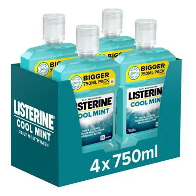 Listerine Essentials Cool Mint Mouthwash 750ml (Pack of 4)