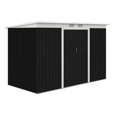 Outsunny x 4FT Metal Garden Storage Shed w/ Door, Dark Grey