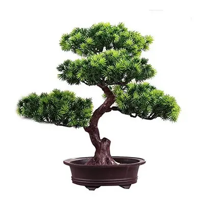 KOET Artificial Bonsai Pine Tree,11Inch Faux Potted Plant Desk Display Fake Tree Pot Ornaments, 