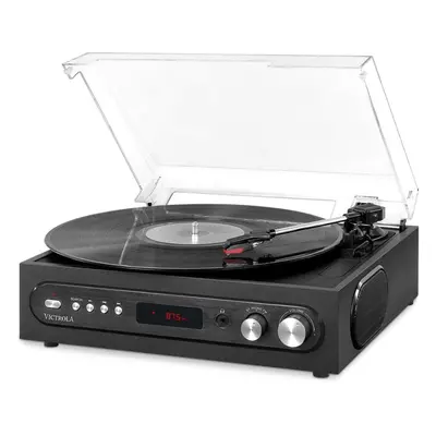 Victrola All-in-1 Bluetooth Record Player with Built in Speakers and 3-Speed Turntable Mahogany 