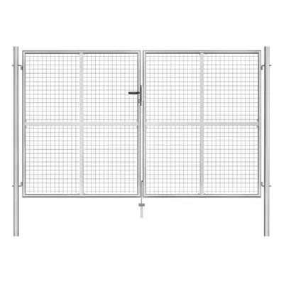 vidaXL Garden Gate Galvanised Steel 306x200cm Silver Outdoor Entrance Door