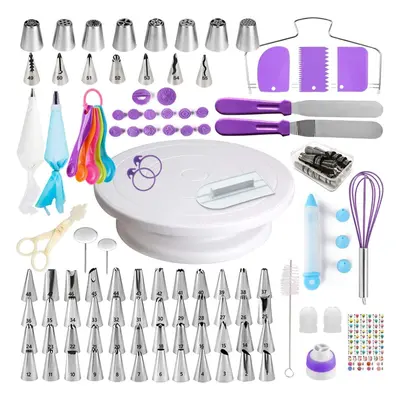 137 Pieces Baking Kit Cake Turntable DIY Utensils Kits Decorating for Icing, Decorating, Pockets