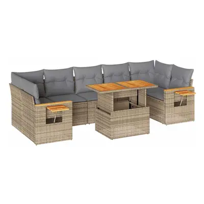 (beige and grey) vidaXL Piece Garden Sofa Set with Cushions Beige Poly Rattan Acacia