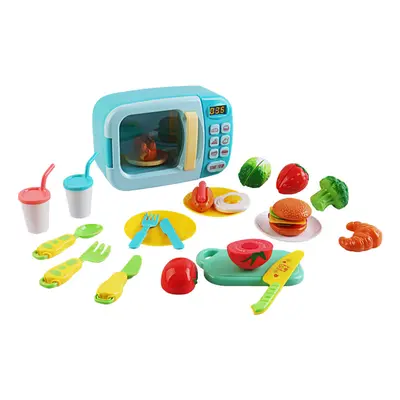 Kitchen Electric Microwave Play Set with Realistic Light, Sound & Accessories Included