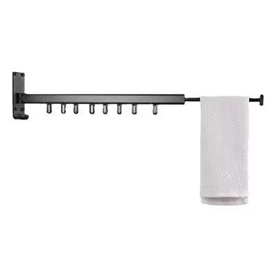 (Black, TypeC) Folding Clothes Hanger Wall Mounted Telescopic Drying Rack Balcony Room Outdoor