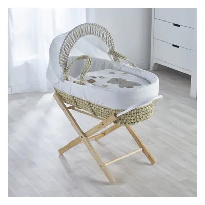 ABC Teddy Cream Palm Moses Basket with Opal Folding Stand Natural