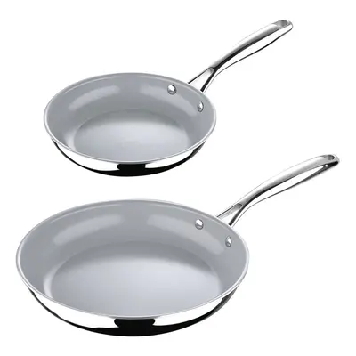 Argent Set of Stainless Non-stick Frying Pan 20cm/26cm Silver