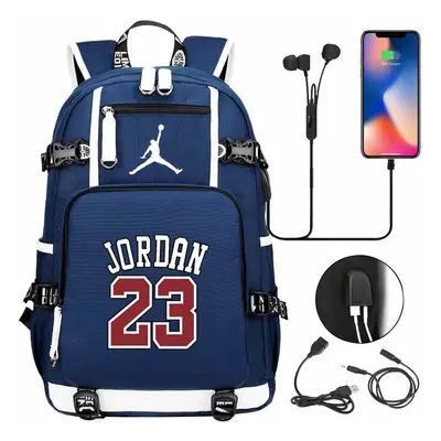 (Style B) Basketball Football Player Jordan Backpack USB Ruckpack Kid Student School Bags