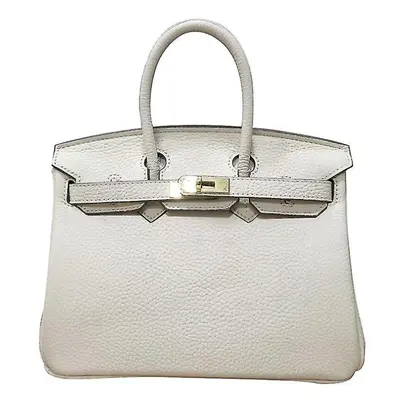 (Milkshake white, 25*19*13cm) Ladies Women Leather Handbag Birkin First Layer Cowhide Leather To