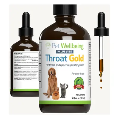 Pet Wellbeing Throat Gold for Dogs & Cats - Vet-Formulated - Soothes Throat Discomfort Hoarsenes