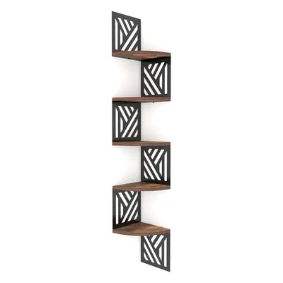 (Striped shapes) Wooden Corner Shelf,Geometric Shapes Corner Shelves for Wall Floating Corner Sh