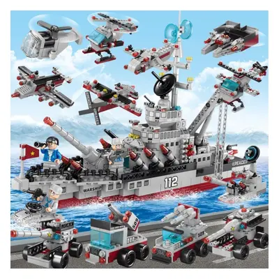 (Warship-600Pcs) 1256pcs Police Station Building Blocks Toys For Boys City Series Blocks Toys Ed