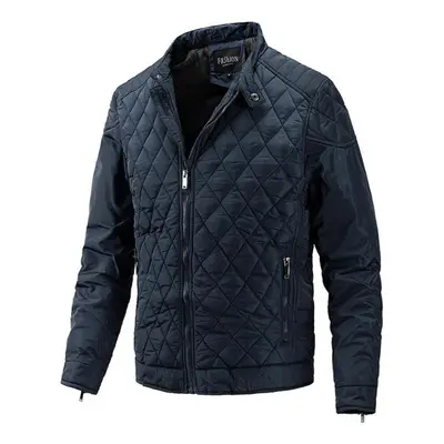 (navy blue, XXXL) Fashion Autumn Jacket Man Stand Collar Jacket Mens Cotton Windbreaker Jackets 