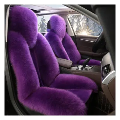 (purple, Seat cushion sets of) 1pc New Sheepskin Fur Car Seat Cover Universal Wool Car Cushion F