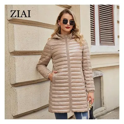 (camel, XL) Ziai Autumn Winter Women&apos;s Jacket Warm Hooded Padded Puffer Coat Ultra Light Do