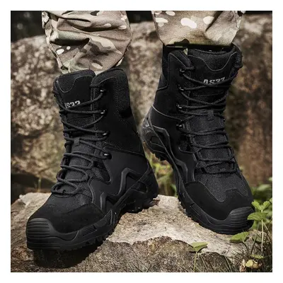 (black, EU: 46) Men&apos;s Waterproof Hiking Boots Durable Outdoor Boots Military High Boots Out