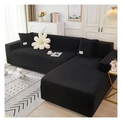 (black, seat(235-300cm)) Plush Sofa Cover Velvet Elastic Leather Corner Sectional For Living Roo