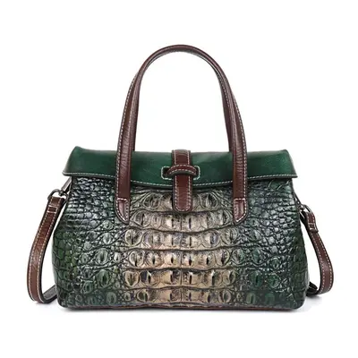 (green) Handmade Embossing Genuine Leather Handbags Women Bags Designer High Quality Shoulder&cr