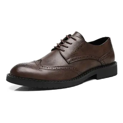 (brown, 42) Mens Oxford Shoes Leather Brogue Men&apos;s Dress Shoes Classic Business Formal Shoe