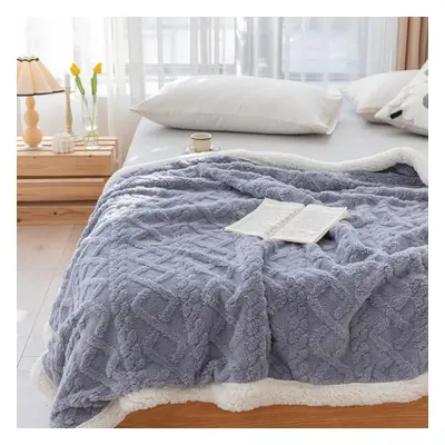 (light grey, 150*200cm) Thick Winter Blanket Throw Soft Warm Wool Blankets For Beds Plaid Taff C