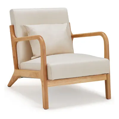 (Linen, White) YODOLLA Mid-Century Modern Accent Chair Arm Chair