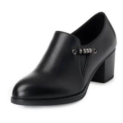 (black, 36) Genuine Leather Women Office Shoes High-heeled Sexy Women Dress Shoe Big Size Women 