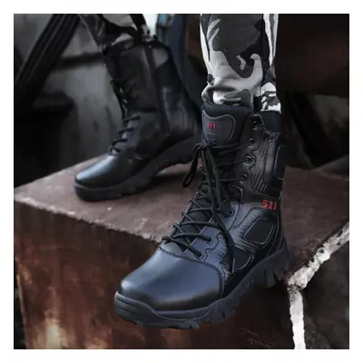 (black, EU: 39) Tactical Combat Boots Men Lightweight Tactical Military Boots Breathable Militar