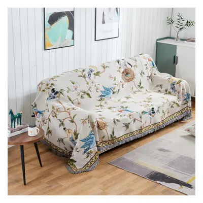 (as the picture, 180*380cm) Retro Flower And Bird Knitted Home Decoration Casual Blanket Sofa Co