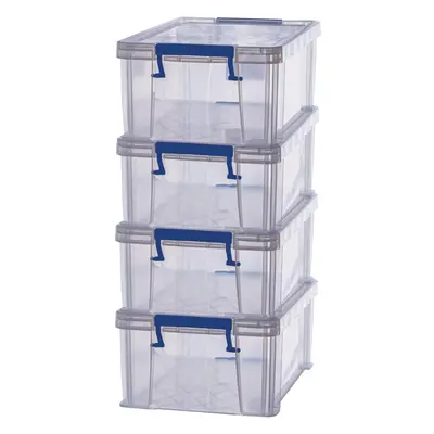 (10 Litre X 4) 4x 10L Plastic Storage Boxes with Lids.ProStore Super Strong, Stackable Plastic S