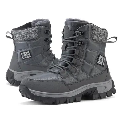 (grey, 42) Tuinanle Couples Snow Shoes For Women Winter Plush Warm Platform Boots Male Non Slip 