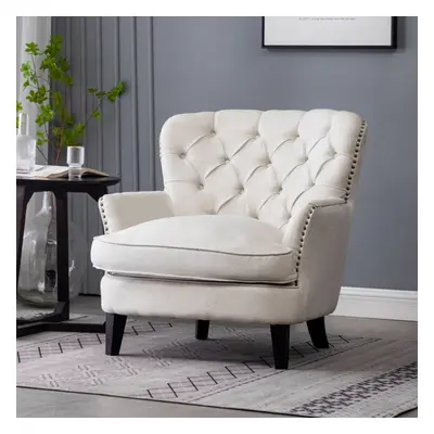 Linen Buttoned Tufted Wing Back Armchair Tub Chair