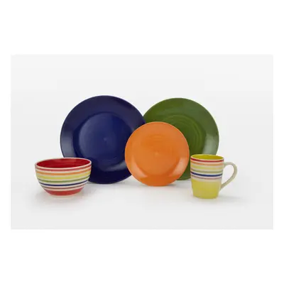 24pc Rainbow Spin Wash Dinner Set