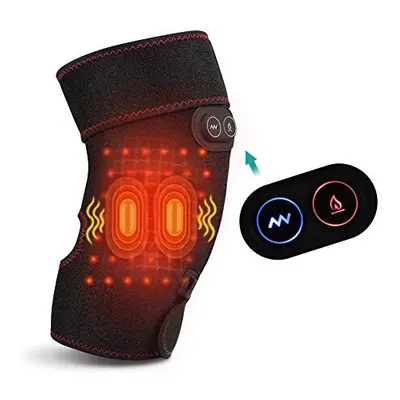 Knee Massager, Heated Vibration Knee Brace Therapeutic Electric Heating Support Massage Knee Bra