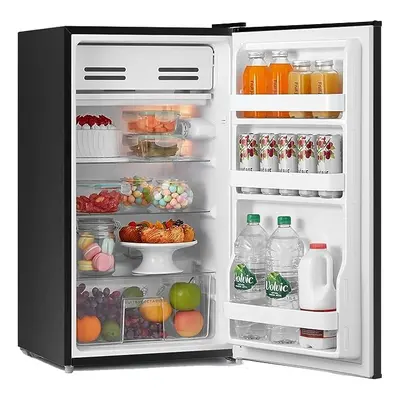 (Black) Under Counter Fridge, 93L Fridge with Cooler Box, Interior Light, Removable Glass Shelf,